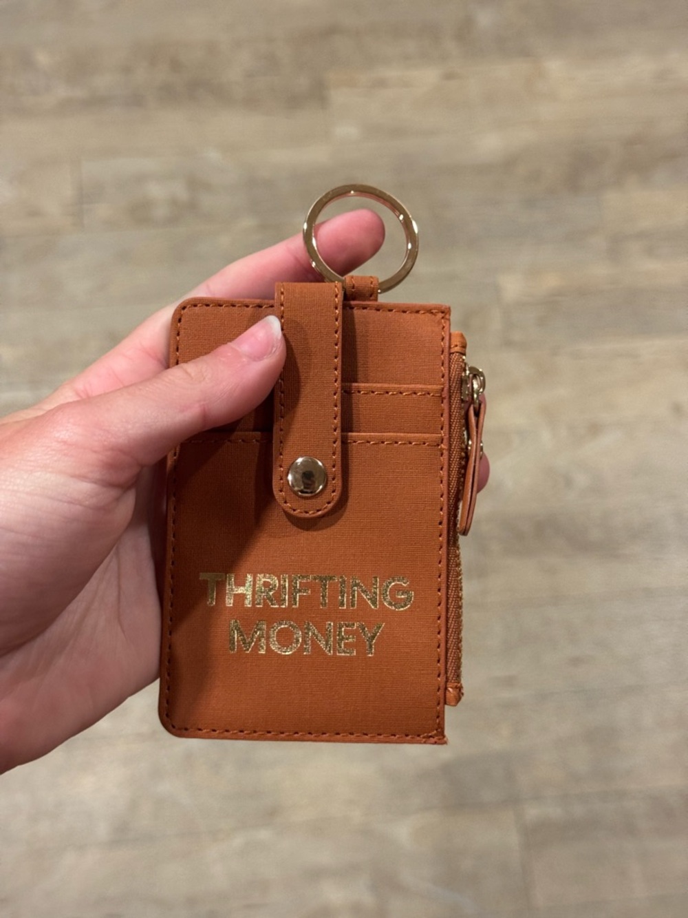 NEW Thrifting Money Brown Cardholder Keychain
